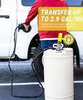 Multipurpose Electric Fuel Transfer Pump Kit 2 Pack For Gasoline Diesel DEF AdBlue Kerosene Non Potable Water Up To 5 Gallon Buckets With Adjustable 15 To 20 Inch Suction Tube And Flow Control, used with white bucket