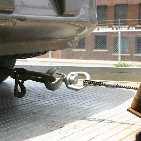 Beefy Steel Core Winch Cable With Swivel Hook Three Eighths Inch By 50 Ft Kink And Crush Resistant 14,000 Lbs MBS towing car