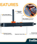 Smooth Self Locking Contour Scribe Tool No Sweat Precision Marking Gauge For Woodworking showing features like adjustable holder and glide wheels.