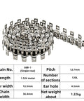 Heavy Duty 08B-1 Roller Chain Made From Top Tier 304 Stainless Steel, 1.524m length with double bent ears for smooth transmission.