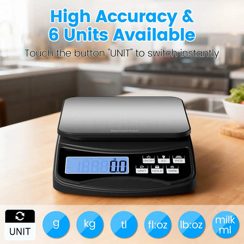 Digital Kitchen Scale With Large Easy Read Display For Baking And Meal Prep, Precise 11lb/5kg Capacity In Grams And Ounces, Tare Function, USB Rechargeable Battery, Batteries Included, Sleek Modern Design For Everyday Kitchen Use