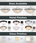 Reedley Two-Light Flush Mount Ceiling Light 13-Inch Fixture With White Alabaster Glass And Satin Platinum Finish options display.