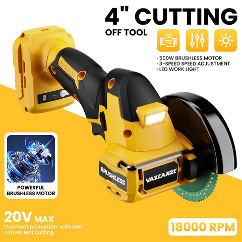 Cordless Cut Off Tool For 20V Max Batteries, 18,000 RPM Brushless Powerhouse With 4 Inch Blades, Dust Cover, front view