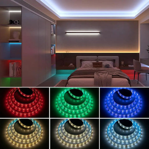 Room with Five Color In One LED Strip Lights With RGBWW And RGB CCT Tunable White From 2700K To 6500K Dimmable 16.4ft installed