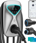 Level 2 EV Charger 50 Amp Hardwired With 48 Miles Per Hour Wicked Fast Charging, WiFi App Control, 25 Foot Cable, RFID Card, LCD Display