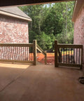 51 Pack 29.5 Inch Matte Black Iron Deck Balusters With Complete Hardware Kit For Exterior Stair Railing And Porch Safety Fences That Look Dope And Install Like A Breeze No Stress At All installed on a porch railing.