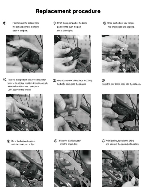 Step-by-step installation guide for Beefy Semi-Metallic Disc Brake Pads For Mountain Bikes With Resin And Kevlar Blend With Ceramic Powder.