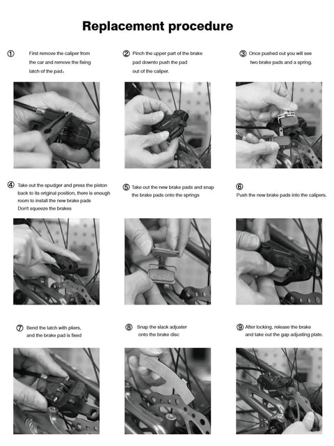 Step-by-step guide for replacing 2 Pairs Mountain Bike Organic Resin Disc Brake Pads For Hayes MX2-MX5 with images.