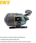 Side view of Wally Marshall Signature Series Spincast Fishing Reel With All Metal Gears, 2 Plus 1 Bearings, 4.3 To 1 Gear Ratio