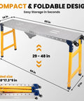 Heavy Duty Folding Welding Table And Adjustable Workbench, Built Tough 1800 Lbs Workhorse Galvanized Steel Platform, 65x14 inches