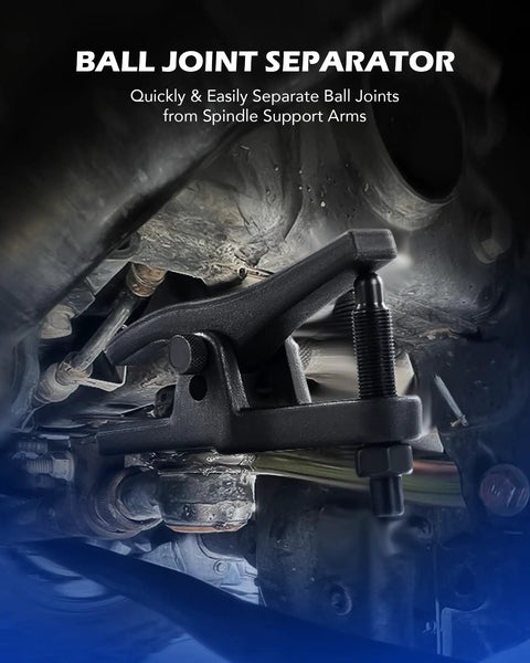 Universal Ball Joint Separator Tool for Cars and Light Trucks with Adjustable Opening in use separating joints.