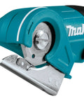 Close-up of Badass Compact 12V Max Lithium Ion Cordless Multi Cutter blade and handle, showcasing its precision cutting edge.