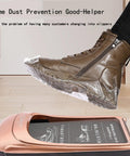 Disposable Shoe Film Refill Roll For Automatic Dispensers Thickened PE Plastic Shoe Covers Non Slip Dustproof Shield on dispenser with boot.