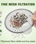 6 Pack Killer Sprouting Lids 304 Stainless Steel Fine Mesh Strainer filtering various seeds for germination.