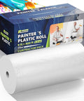 Massive Ultra Clear Painter Plastic Roll 9 By 400 Feet 0.31 Mil HDPE Sheeting in dispenser box for DIY and contractors.