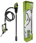 Hella Smooth Telescopic Electric Drum Pump Bundle With Battery Powered Operation And Quick Five To Seven GPM Flow For Effortless Diesel Def And Fuel Transfer From Fifty Five Gallon Barrels Or Large IBC Tanks Any Day in a sleek design with hose and nozzle.