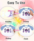Tintnut Grungy Watercolor Heat Transfer Vinyl 12Pcs Iron On Glitter Sheets Neon Hues for easy T-shirt application steps.