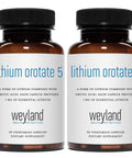 Lithium Orotate Supplement With 5 Mg Elemental Lithium Per Capsule, 60 Vegetarian Capsules Per Bottle, Pack Of 2 bottles front view