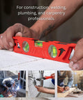 Rock Hard Professional Grade Cast Aluminum Torpedo Level With Magnetic Dual View Plumb Vial for aligning drywall on site.