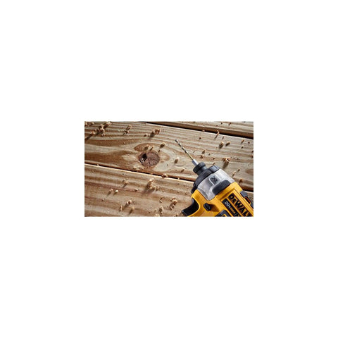 12 Piece Black And Gold Drill Bit Set with Premium Finish Impact Driver drilling into wood, showing durability and precision