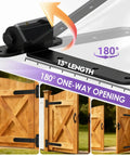 Heavy Duty Gate Hinges For Gates Up To 900 Lbs, 13 Inch Bolt Weld Mount, matte black finish on wooden fence gate, 180° opening