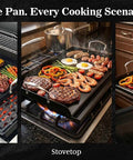 Grillin Ready 25 Inch By 16 Inch Cast Iron Griddle For Gas Grills With Nanoceramic Nonstick Coating on grill, stovetop, and oven