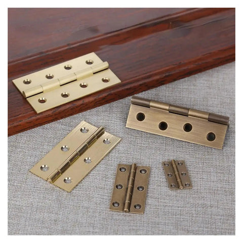 Solid Brass Concealed Hinge For Vintage Furniture Cabinets And Windows Hidden Mount Hardware set shown on wooden and fabric surfaces.