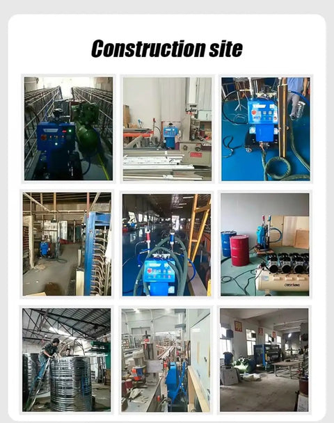 Portable Electric Polyurethane Spray System For PU Foam Insulation And Polyurea Coating in a busy construction site setting.