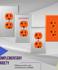 Hospital Grade Duplex Outlet Built Tough For Industrial Use 20A 125VAC 5 20R Heavy Duty Straight Blade Receptacle With Polycarbonate Body Protected Terminal Barriers And Orange Finish, featuring various styles and combinations