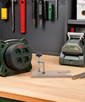Two Sets Professional V Slot Bench Clamps For Woodworking And Metal Projects With Heavy Duty Installation Tools on workbench.