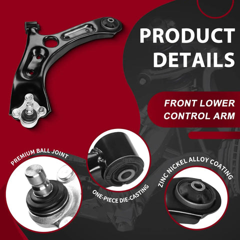 Upgrade Your Ride With This Awesome Frenzybro Front Lower Control Arm Kit That Comes With 4 Pcs Including Left And Right Arms Plus Ball Joints And Sway Bar Links For Smooth Handling And Rock Solid Durability. black front lower control arm with ball joint, one-piece die-cast, zinc coating