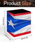 Puerto Rico Flag Pen Holder Desk Organizer With PU Leather Finish Square Pencil Cup Makeup Brush Holder dimensions shown