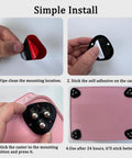 Installation guide for No Sweat Setup Self Adhesive Mini Caster Wheels showing adhesive backing and mounting process.