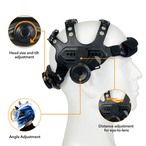 Replacement Headgear for Welding Helmet Square Hole Hood, featuring adjustable head strap with cushioned pad on mannequin.