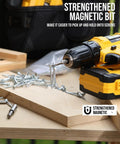 Heavy Duty S2 Steel Screwdriver Bit Set With Magnetic Drill Bits 42 Piece Built To Last in use, magnetic bit holding screws.