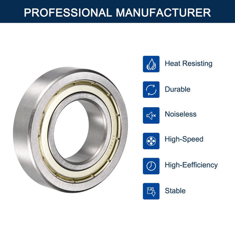 HiPicco R16ZZ deep groove ball bearing, bore 1 in, outer diameter 2 in, width 1/2 in, chrome steel, double shielded