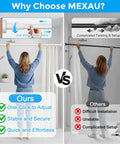 Comparison of two curtain rods: White No Drill Tension Curtain Rods Extends From 41 To 146 Inches, Easy Install versus complicated setup.