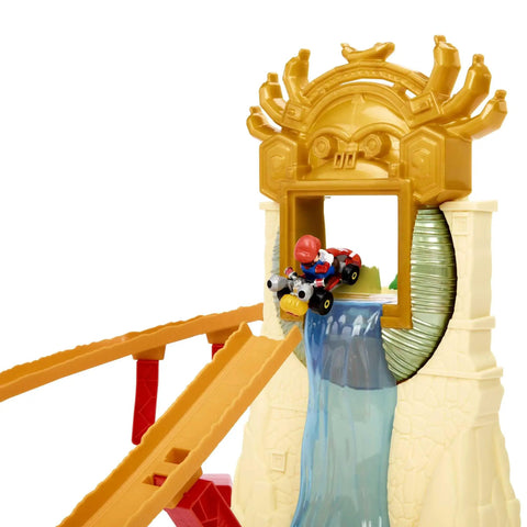 Mario Kart Track Set And Die Cast Toy Car Jungle Kingdom Raceway With Waterfall Jump Over 3 Feet Tall Super Mario Bros Playset