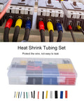 Colorful Heat Shrink Tubing Kit With 580 Pieces For Wire Insulation Protection And Leak Prevention, Fast Shrinking At 84C Temp, Durable Polyolefin Material With 2:1 Ratio To Keep Your Cables Snazzy And Secure. heat shrink tubing set on wires