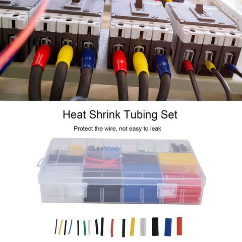 Colorful Heat Shrink Tubing Kit With 580 Pieces For Wire Insulation Protection And Leak Prevention, Fast Shrinking At 84C Temp, Durable Polyolefin Material With 2:1 Ratio To Keep Your Cables Snazzy And Secure. heat shrink tubing set on wires