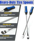 14.5 Inch Tire Spoons Kit For Motorcycles Dirt Bikes Lawn Mowers And More 7 Piece Tire Removal Tool Set With ergonomic grips