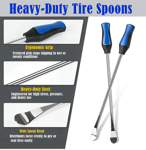 14.5 Inch Tire Spoons Kit For Motorcycles Dirt Bikes Lawn Mowers And More 7 Piece Tire Removal Tool Set With ergonomic grips