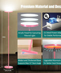 Dope Bright 40W LED Floor Lamp Torchiere showcasing features like dimming, 69-inch height, and acrylic panel with UL adapter.