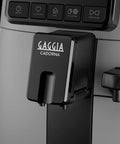Close-up of the Gaggia Cadorna espresso spout on the Automatic Espresso And Over Ice Coffee Maker With Professional Auto Milk Frother For Bold Iced Refreshers And Daily Grind Dominance In Sleek Moonlight Grey.