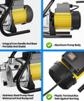 Heavy Duty 1.6HP Electric Water Transfer Pump 110V Shallow Well Pressure Booster showcasing stainless steel head and aluminum body.
