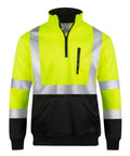 Hi Vis Quarter Zip Safety Sweater With Reflective Strips, ANSI ISEA Class 3 Type R For Yellow Black And Orange Black