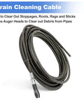 Straight Up Drain Cleaning Cable Sewer Snake FiveSixteen In By TwentyFive Ft Drop Head Auger coiled cable for clearing pipe clogs.