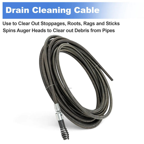 Straight Up Drain Cleaning Cable Sewer Snake FiveSixteen In By TwentyFive Ft Drop Head Auger coiled cable for clearing pipe clogs.