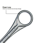 Close-up of the Klein Tools Slim Magnetic Mini Ratchet Set showing finger loop for easy handling.