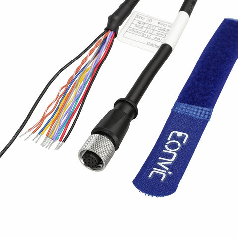 M12 12 Pin Shielded High Flex IO Cable For Cognex DataMan Series And IN-Sight Vision Systems with flying leads and female connector